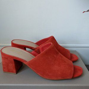 Red Suede Slide Sandals